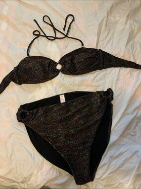 No Boundaries Black Multicolor Sparkle Bikini Bottom